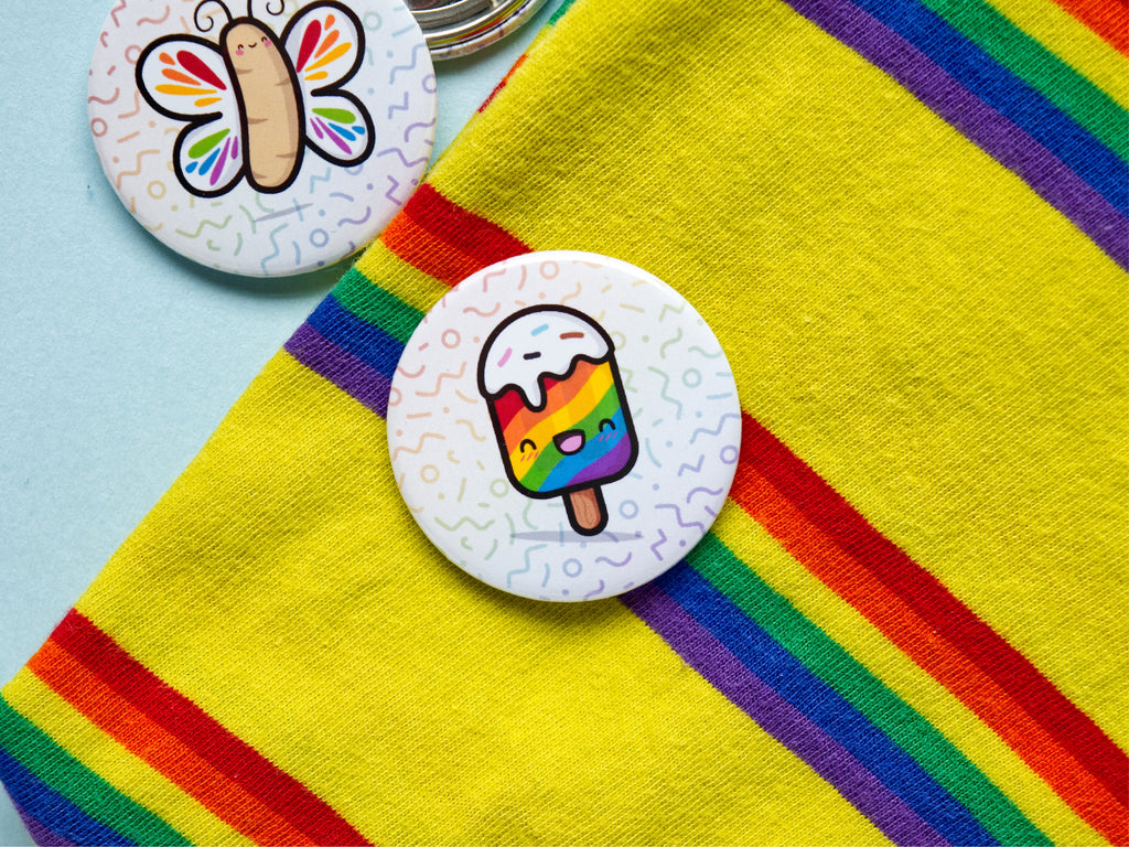 Kawaii LGBTQ+ Pride Pin Badge Set (37mm)