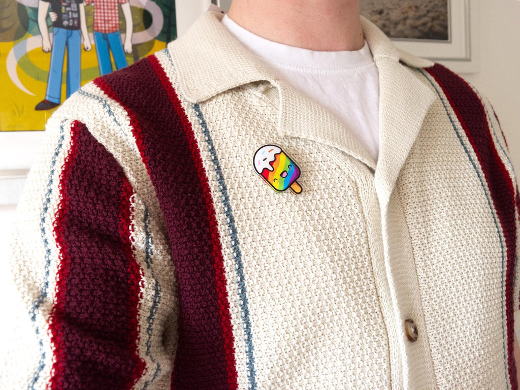 Kawaii LGBTQ+ Pride Popsicle Acrylic Pin 45mm