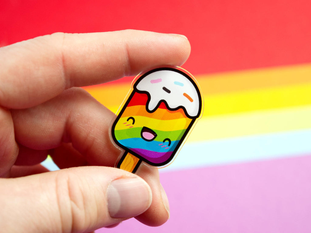 Kawaii LGBTQ+ Pride Popsicle Acrylic Pin 45mm