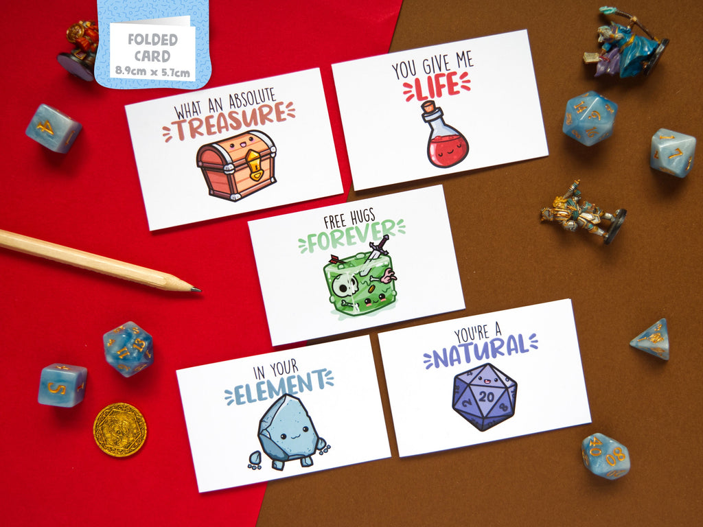 Kawaii DnD/Adventure Pun Cards 5-Pack