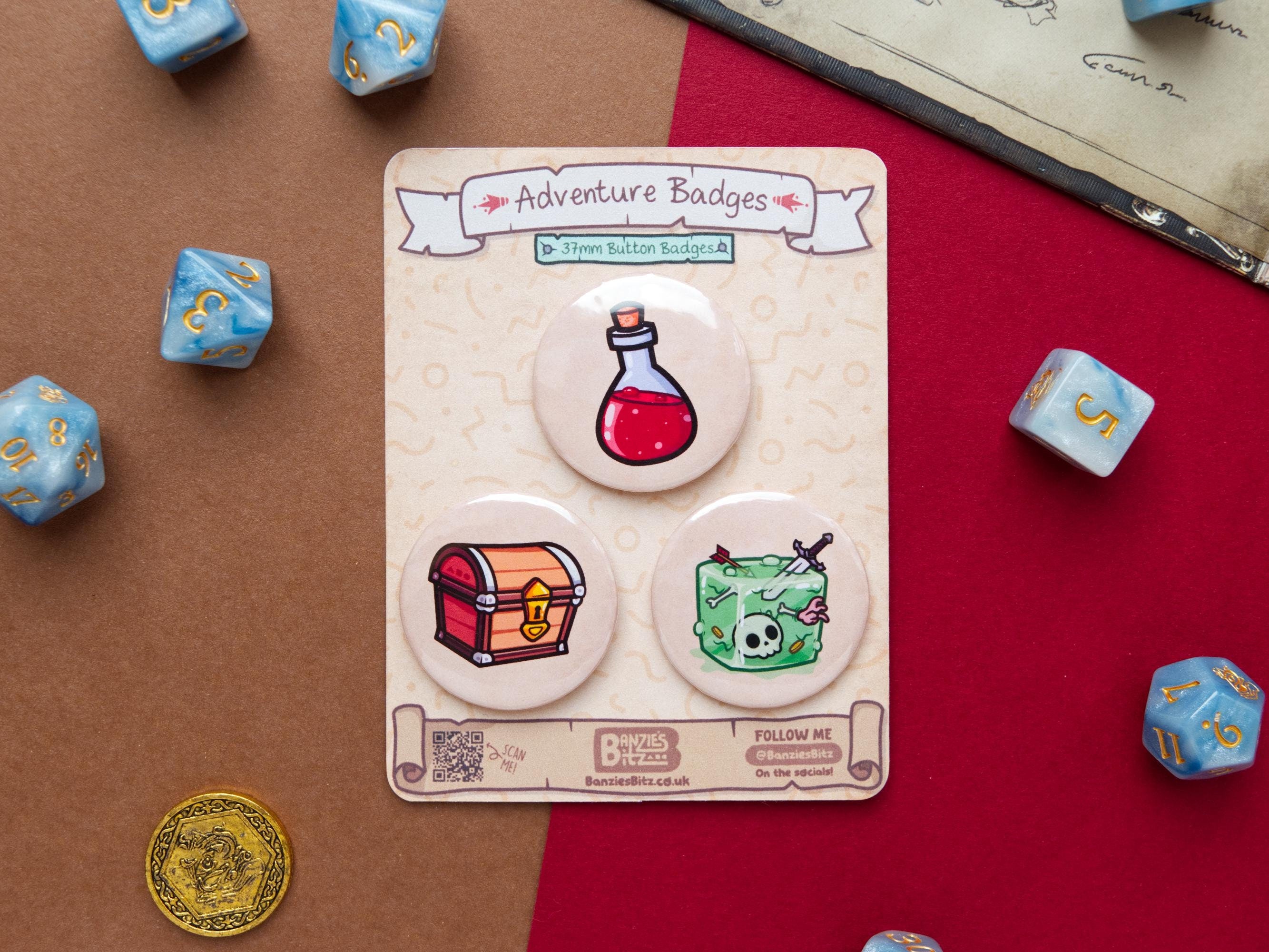 Adventure Button Pin Badge Set #1 - 37mm