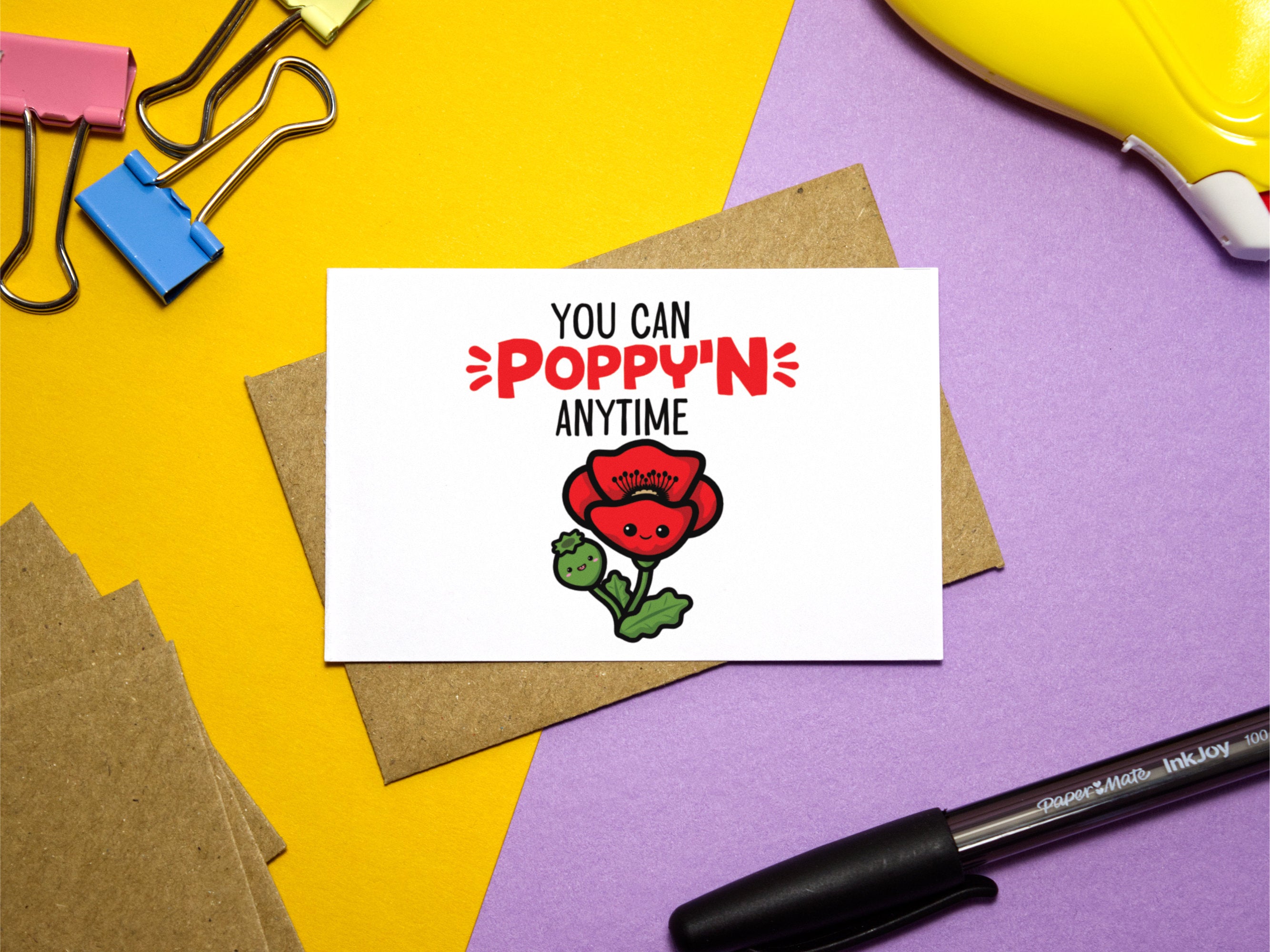 Kawaii Plant Pun Cards  5-Pack