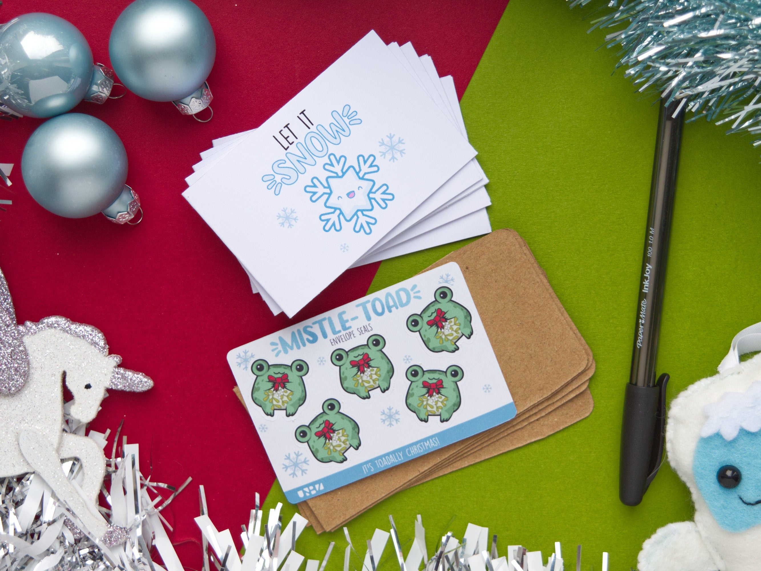 Mini Kawaii Christmas Pun Cards 5-Pack