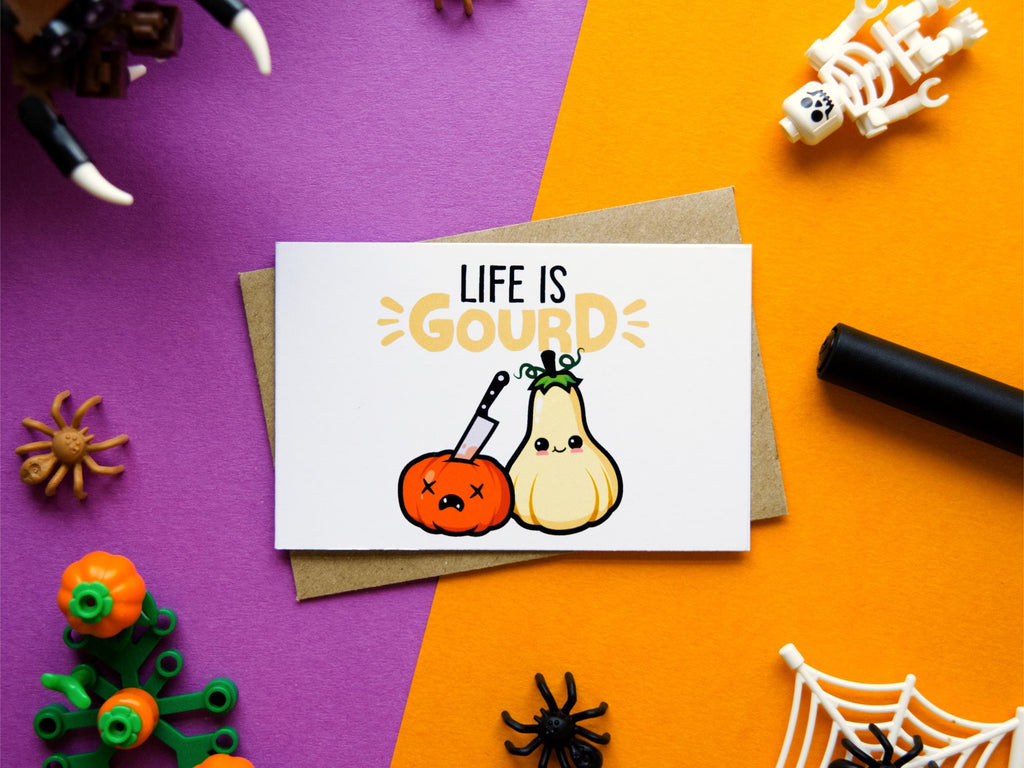 Kawaii Halloween Cards: Pun Note Cards, Spooky Characters (Pack of 5)