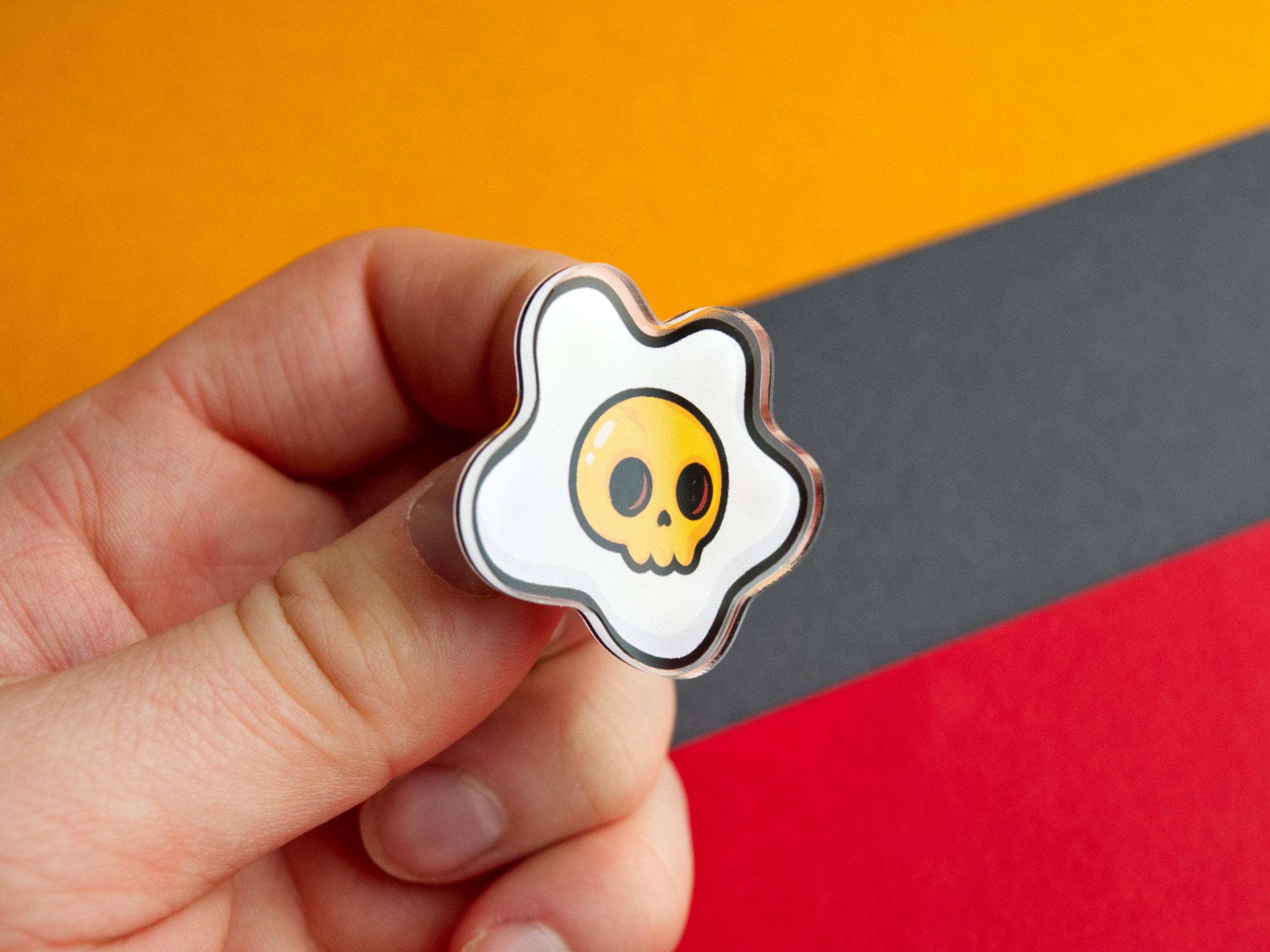 Died Egg Skull Pin – 35mm Acrylic Pin Badge