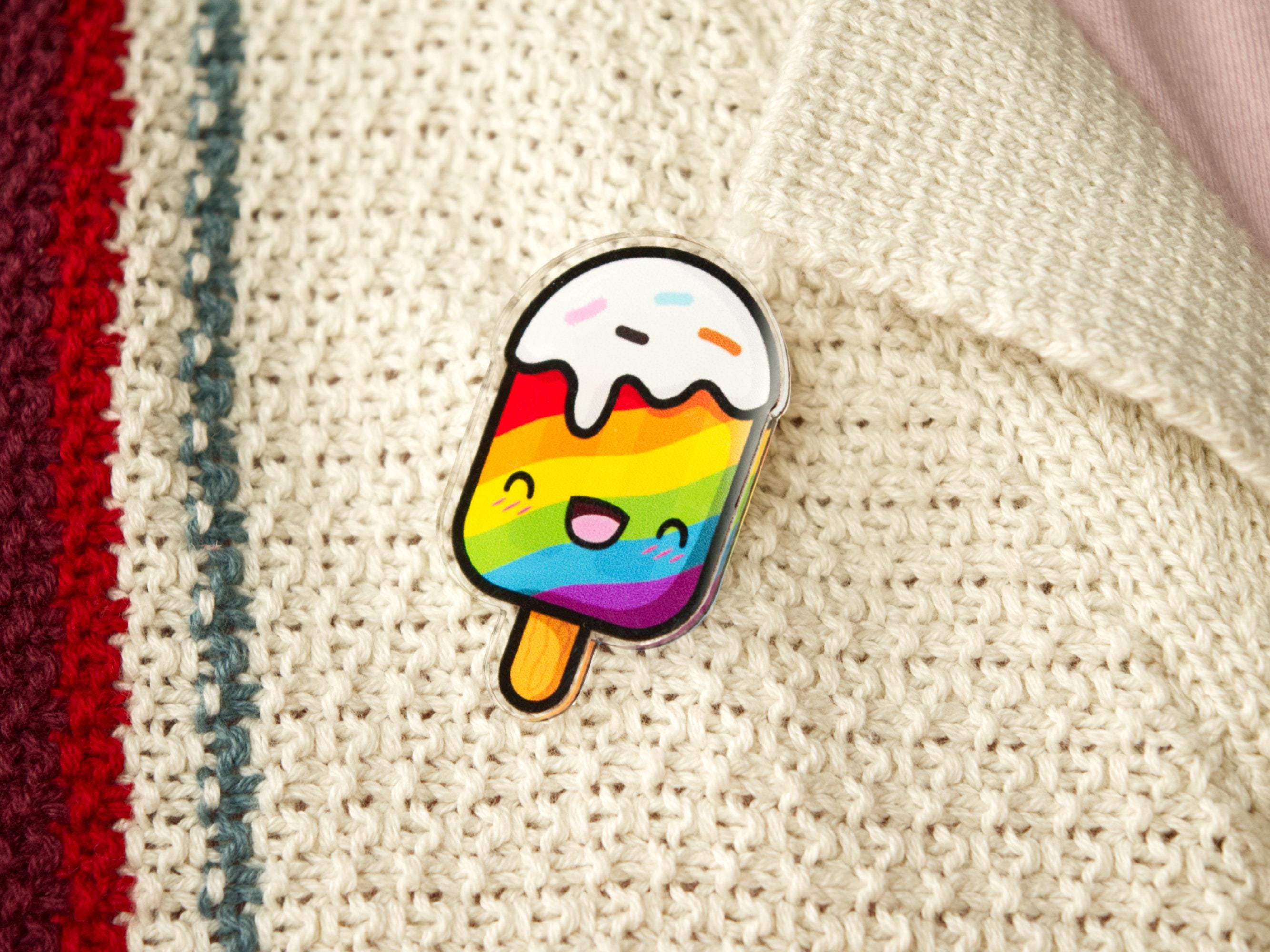 Kawaii LGBTQ+ Pride Popsicle Acrylic Pin 45mm