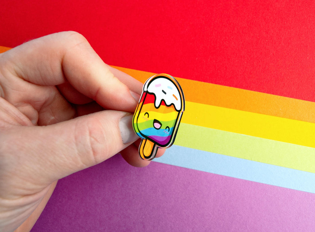 Kawaii LGBTQ+ Pride Popsicle Acrylic Pin 45mm