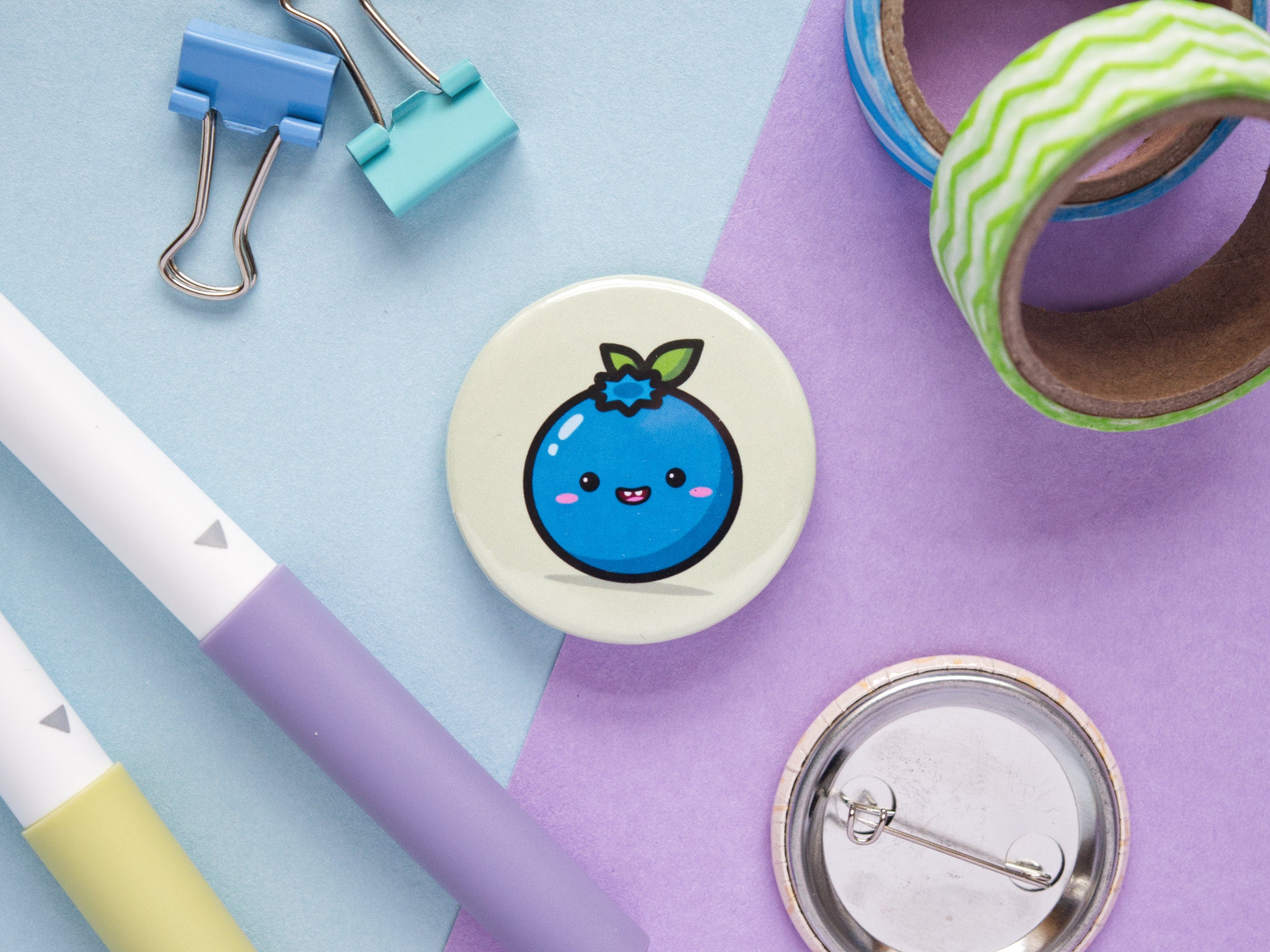 Kawaii Fruit Button Pin Badge Set #1 - 37mm