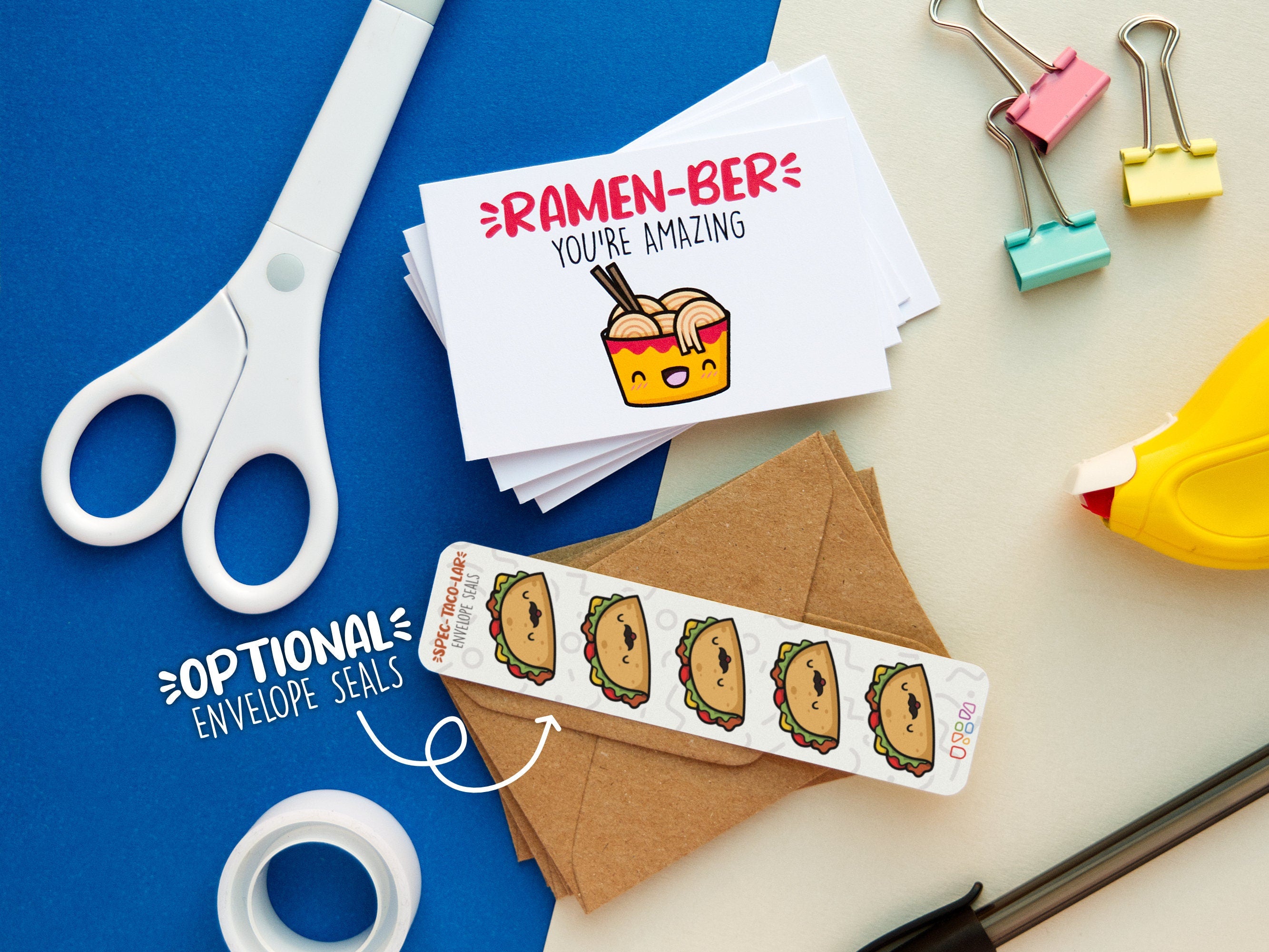 5 Mini Kawaii Snack Food Pun Cards 5-Pack