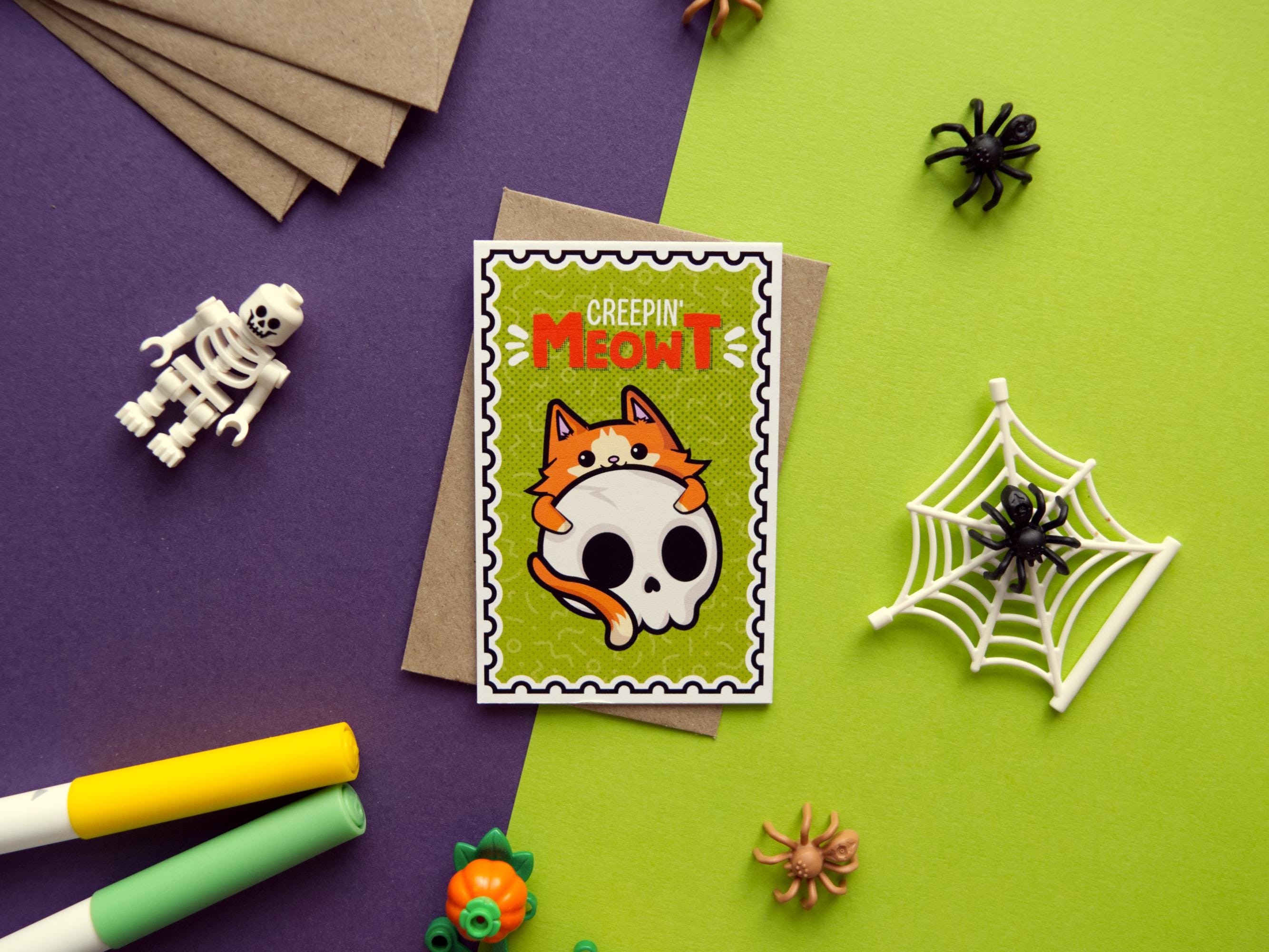 Mini Spooky Stamp Style Kawaii Cards 5-Pack