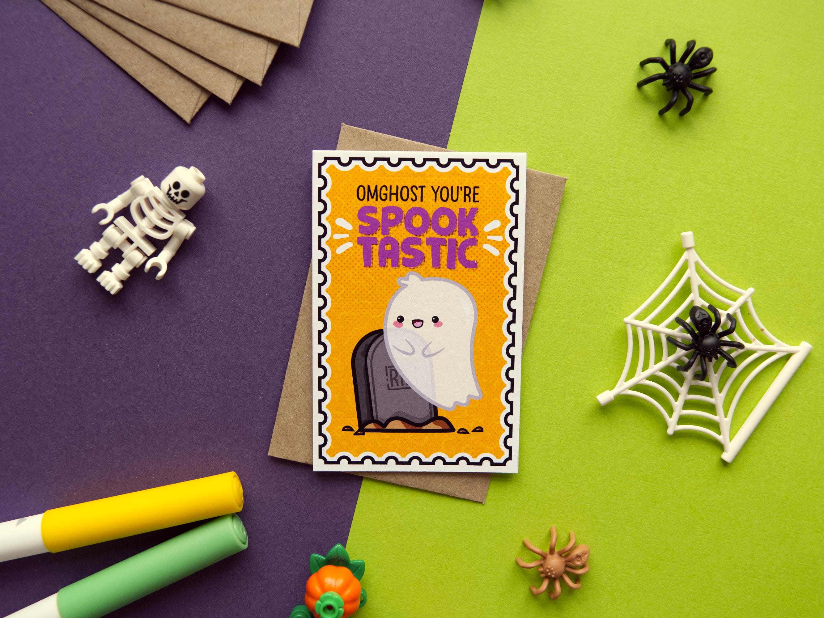 Mini Spooky Stamp Style Kawaii Cards 5-Pack