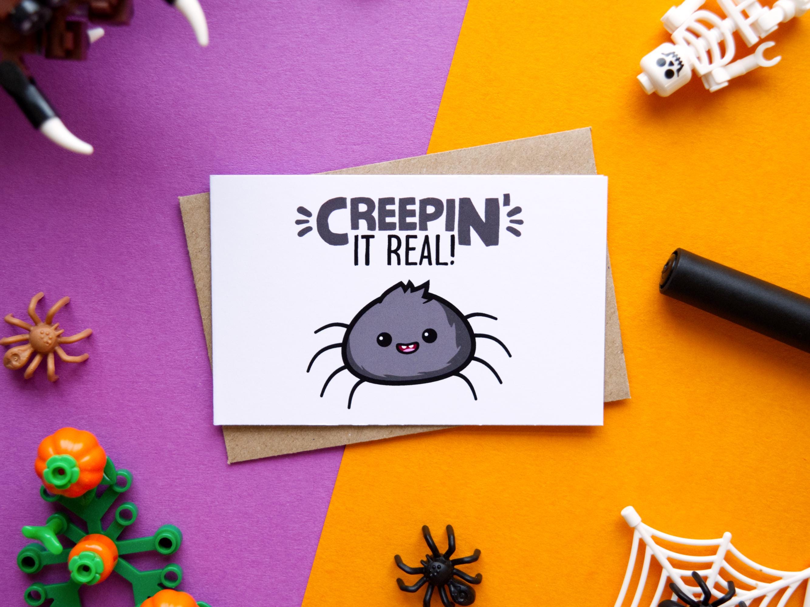 Kawaii Halloween Cards: Pun Note Cards, Spooky Characters (Pack of 5)