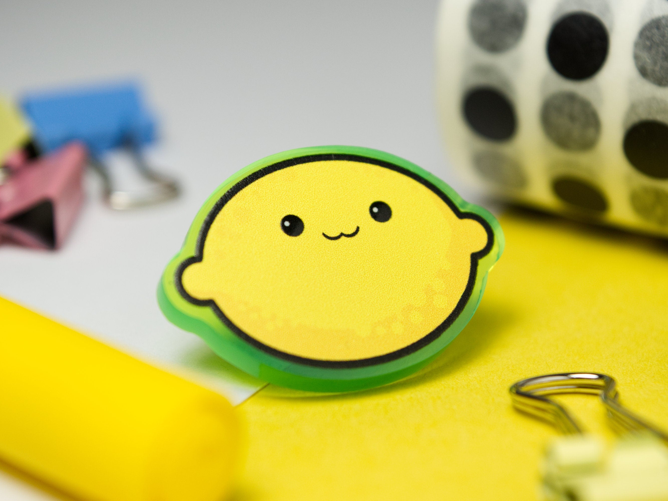 Kawaii Lemon Acrylic Pin Badge