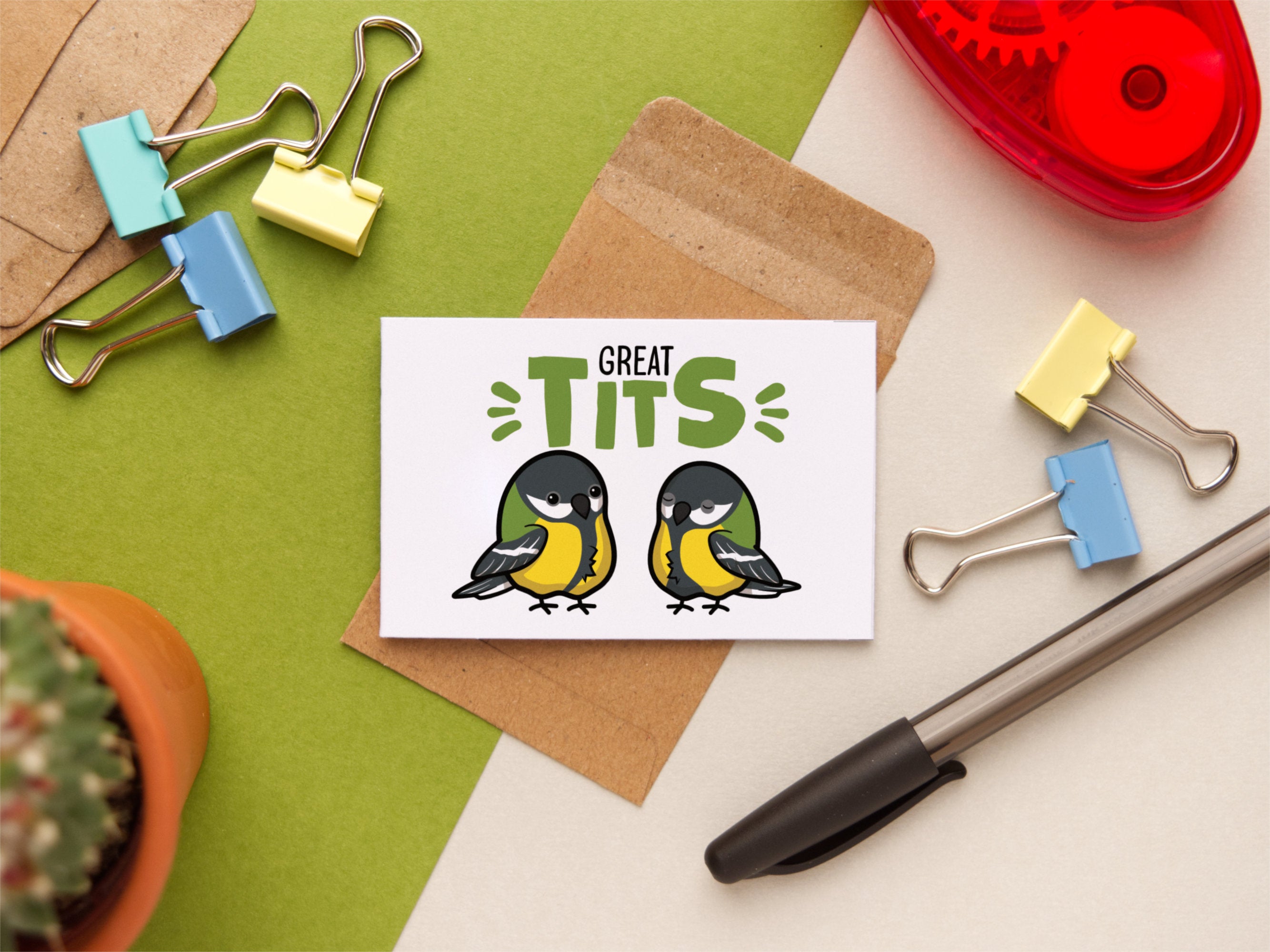 Cheeky Animal Kawaii Pun Note Cards 5-Pack