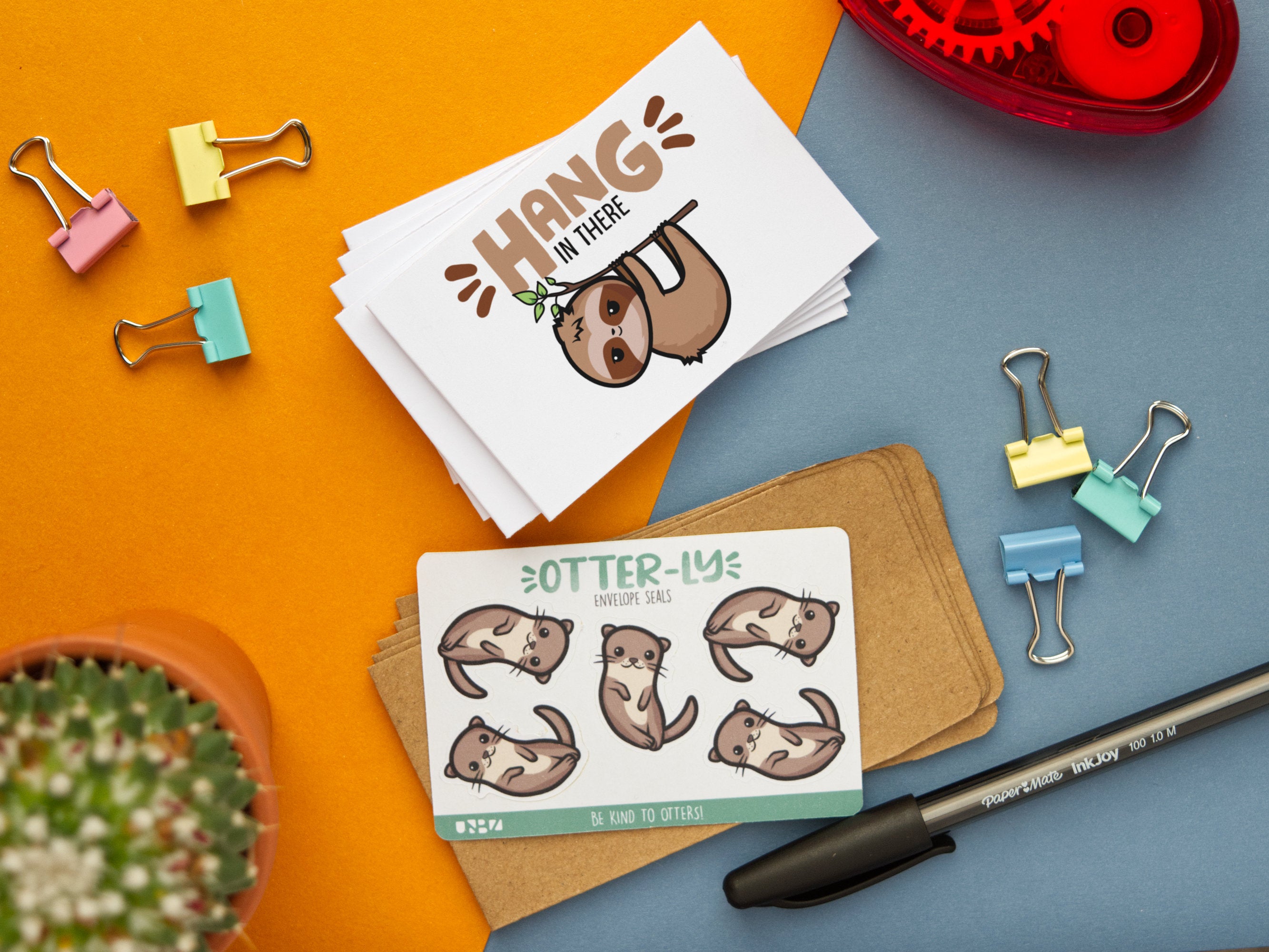 5-Pack Mini Animal Pun Cards: Kawaii Note Cards Pack