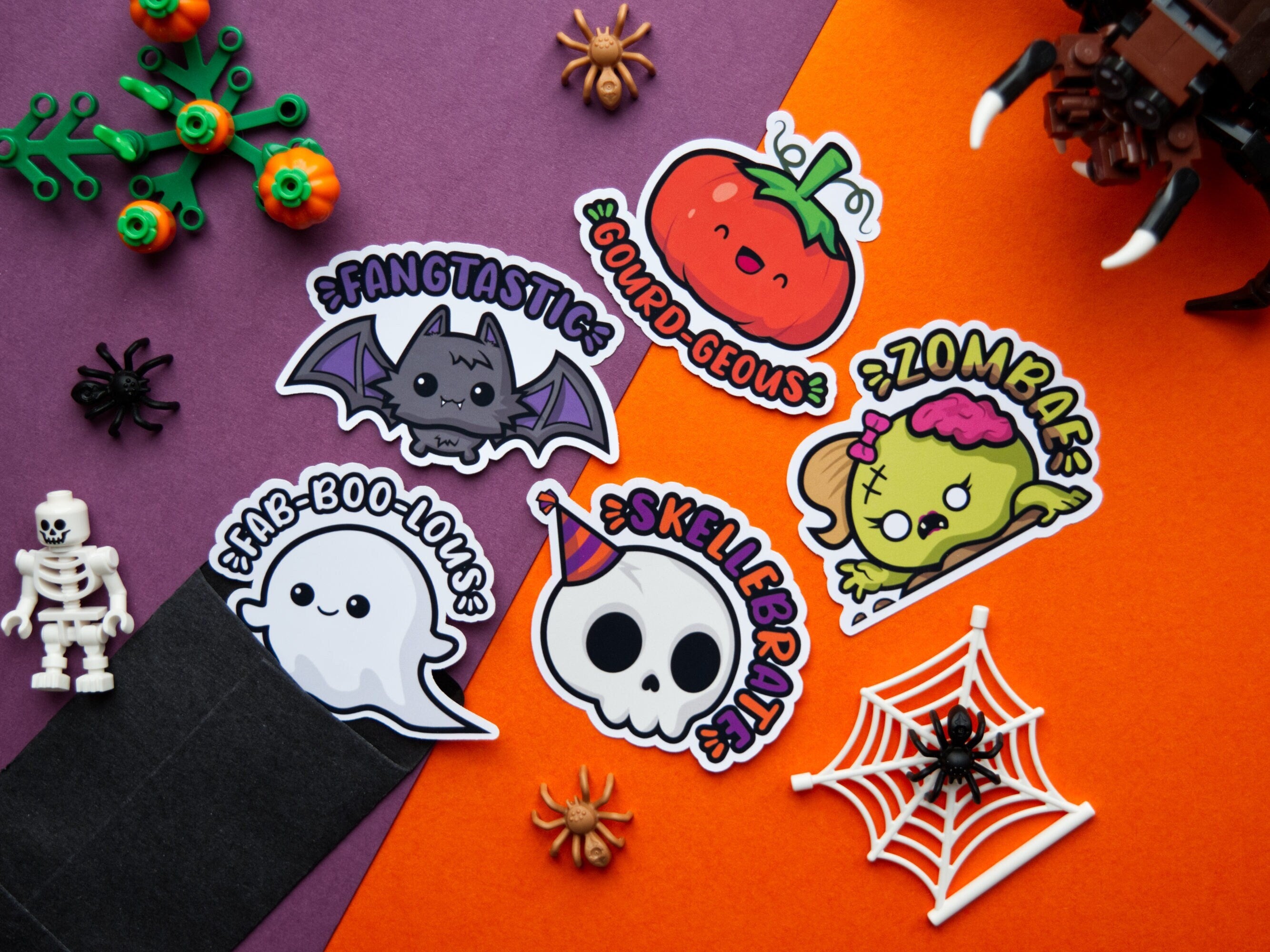 Halloween Pun Stickers: Spooky Kawaii Vinyl Decals (5 Pack)