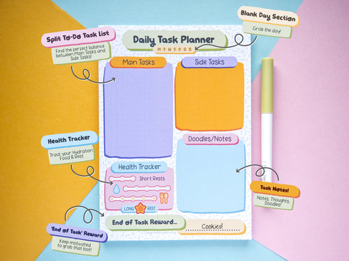 A5 Daily Task Planner Notepad: Colorful To-Do List