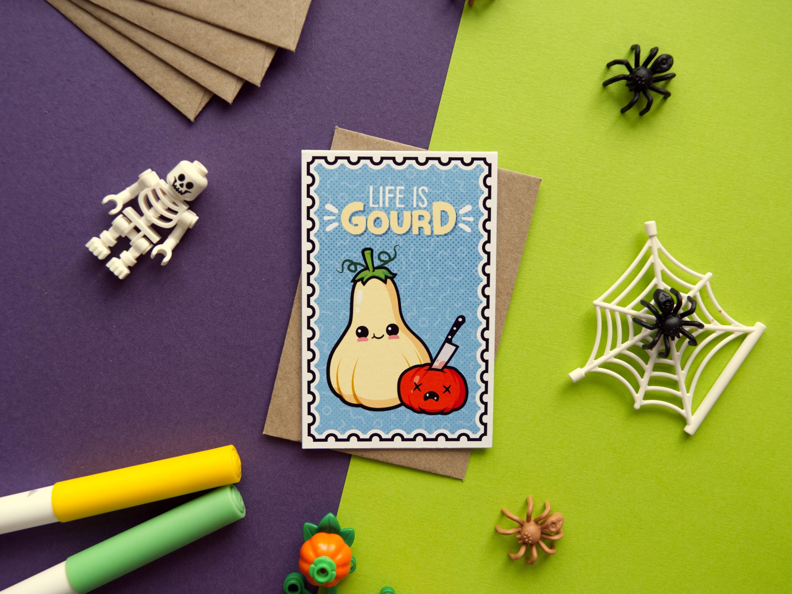 Mini Spooky Stamp Style Kawaii Cards 5-Pack