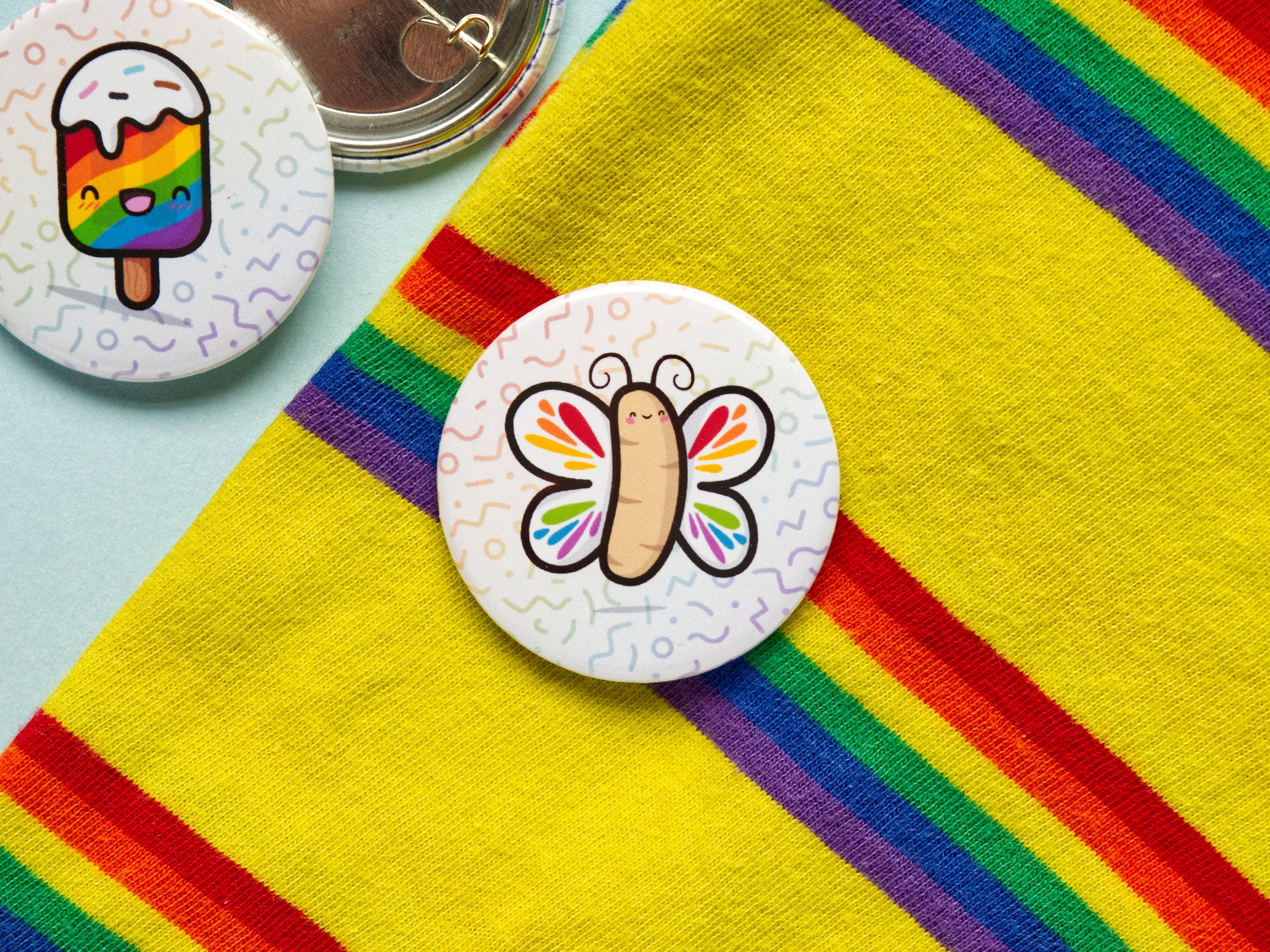 Kawaii LGBTQ+ Pride Pin Badge Set (37mm)