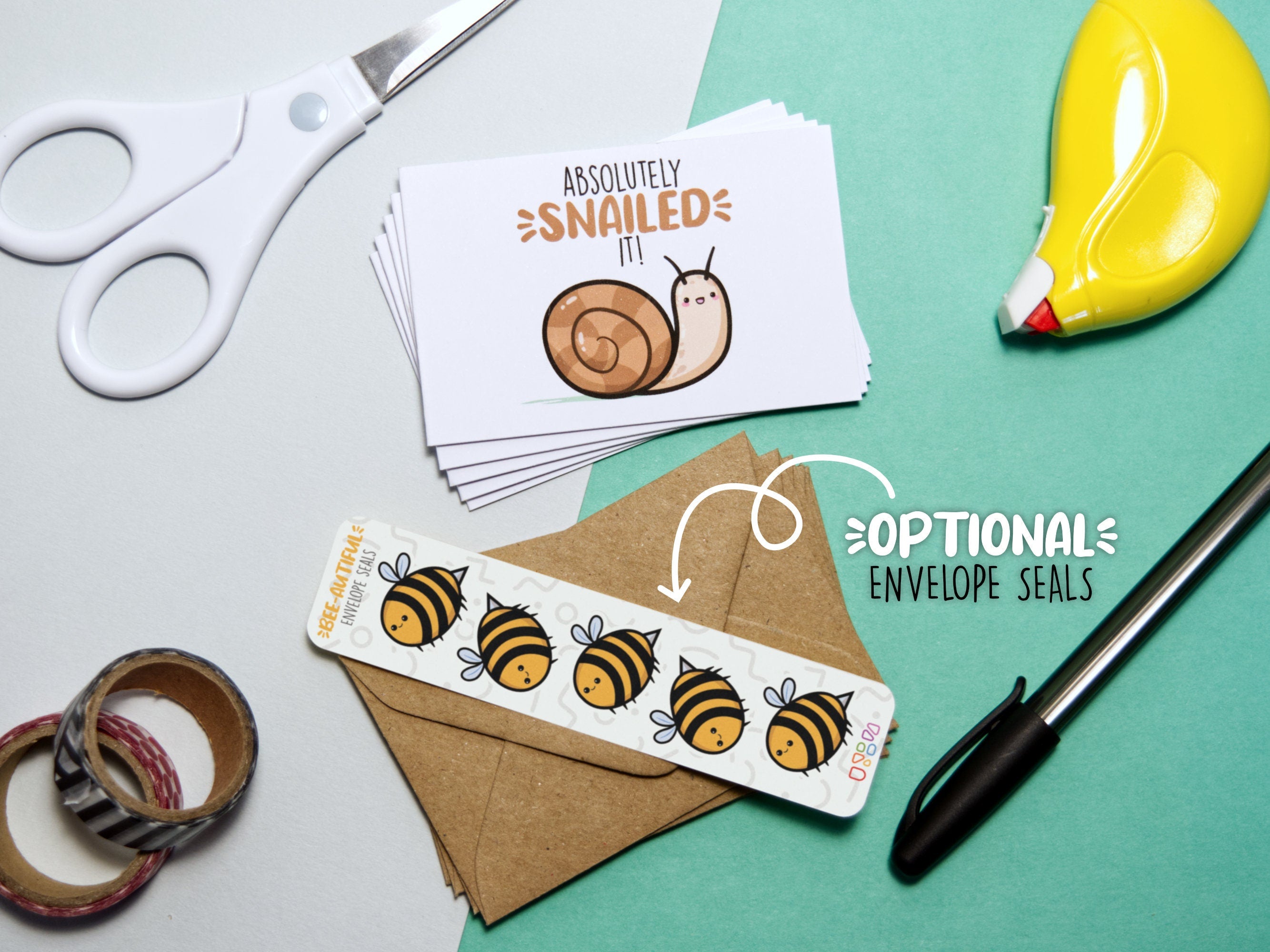 Kawaii Critters Pun Cards: Mini Note Cards 5-Pack