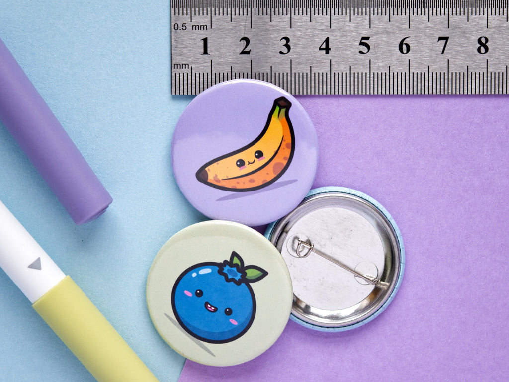 Kawaii Fruit Button Pin Badge Set #1 - 37mm