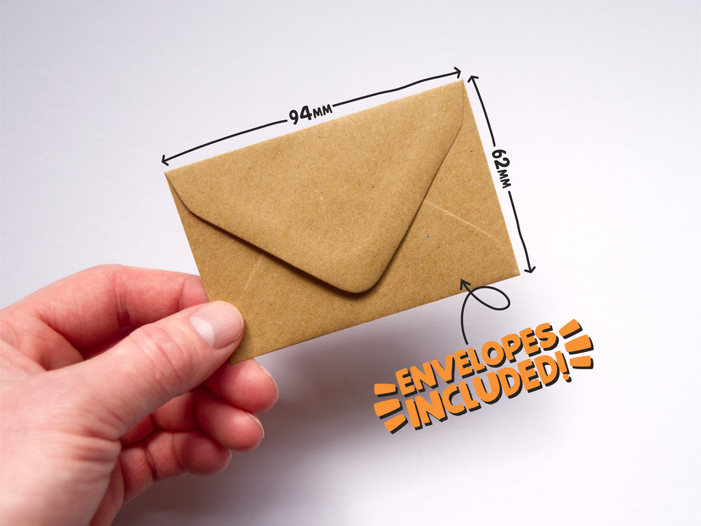 10 Mini Kawaii Note Cards Blank Backed with Envelopes