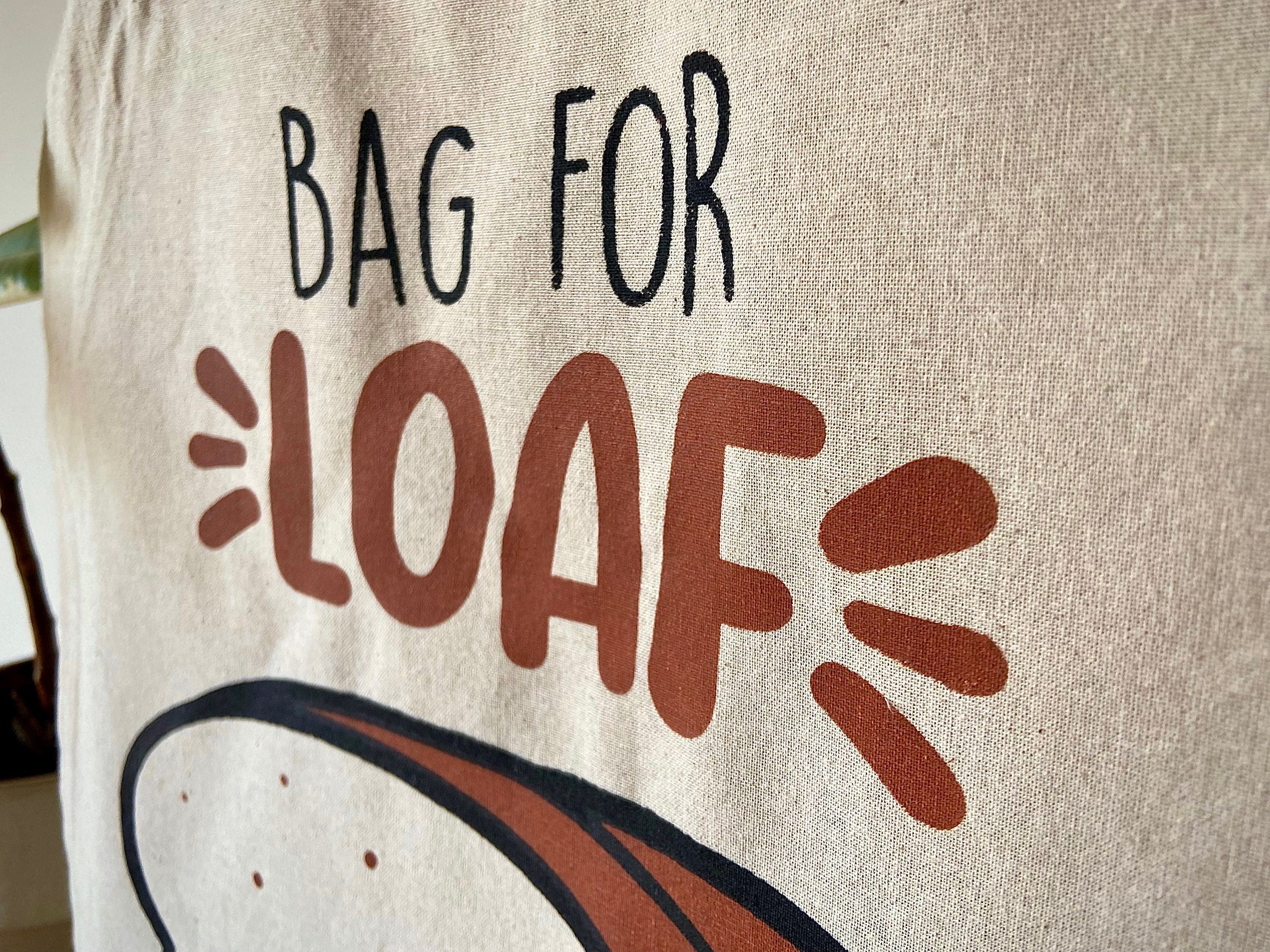 Kawaii Bread Loaf Cotton Tote Bag: Screen Printed Reusable Grocery Bag