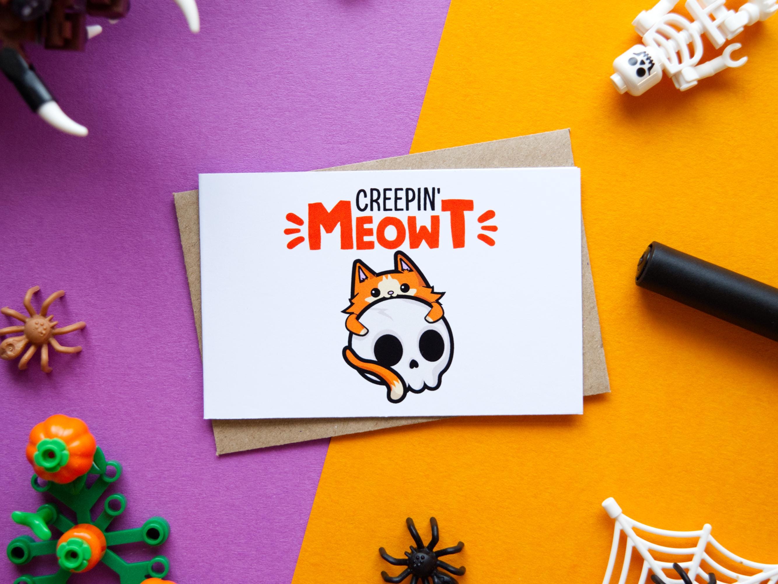 Kawaii Halloween Cards: Pun Note Cards, Spooky Characters (Pack of 5)