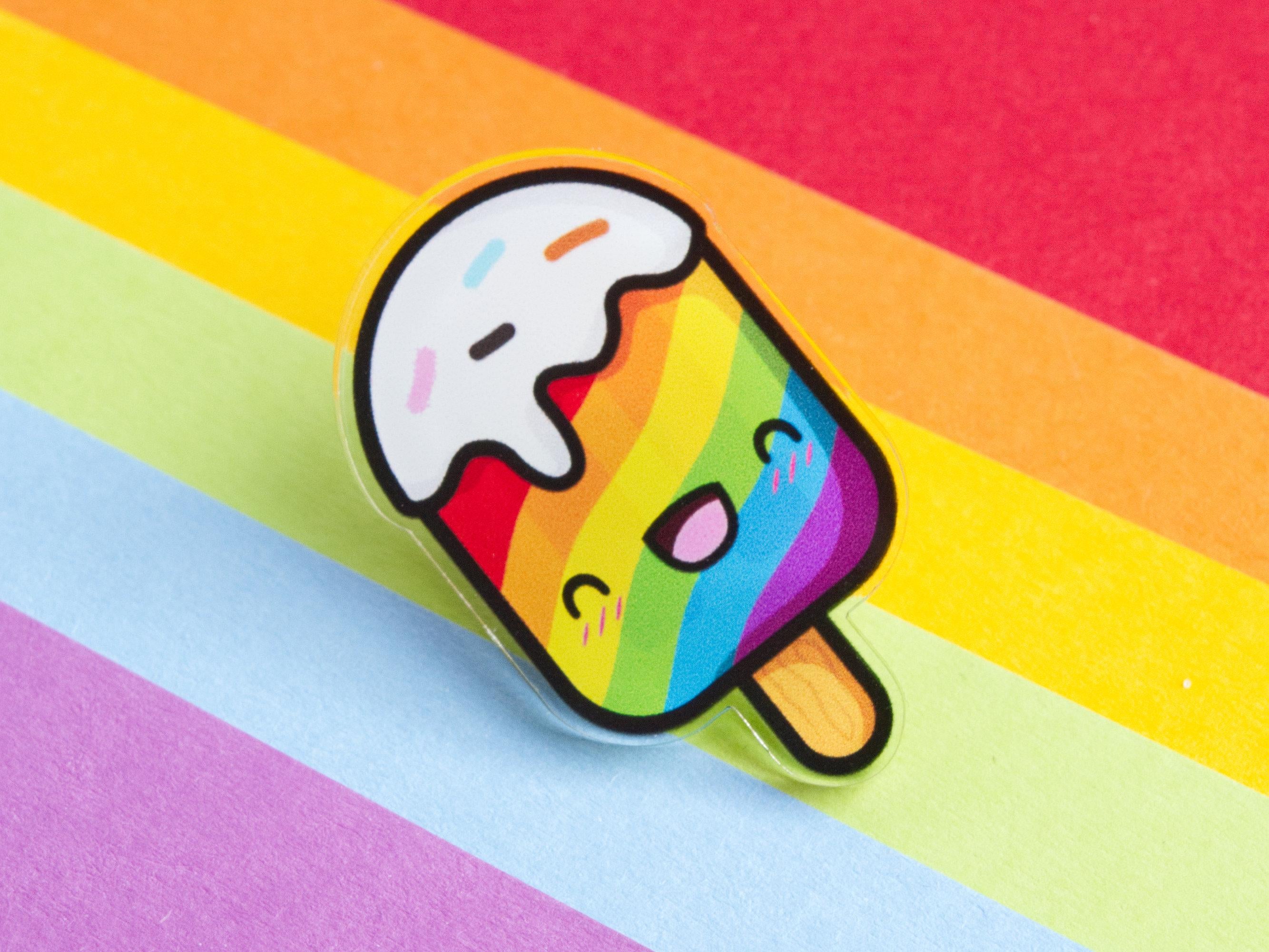 Kawaii LGBTQ+ Pride Popsicle Acrylic Pin 45mm