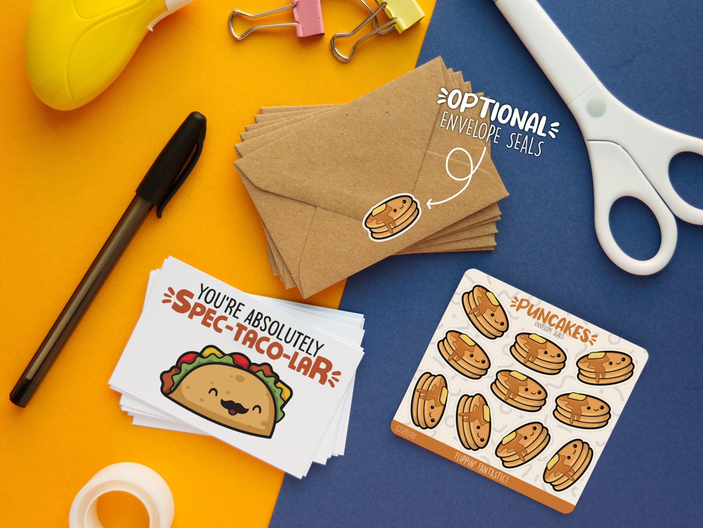 10 Mini Kawaii Note Cards (Food Theme 2) Blank Backed with envelopes